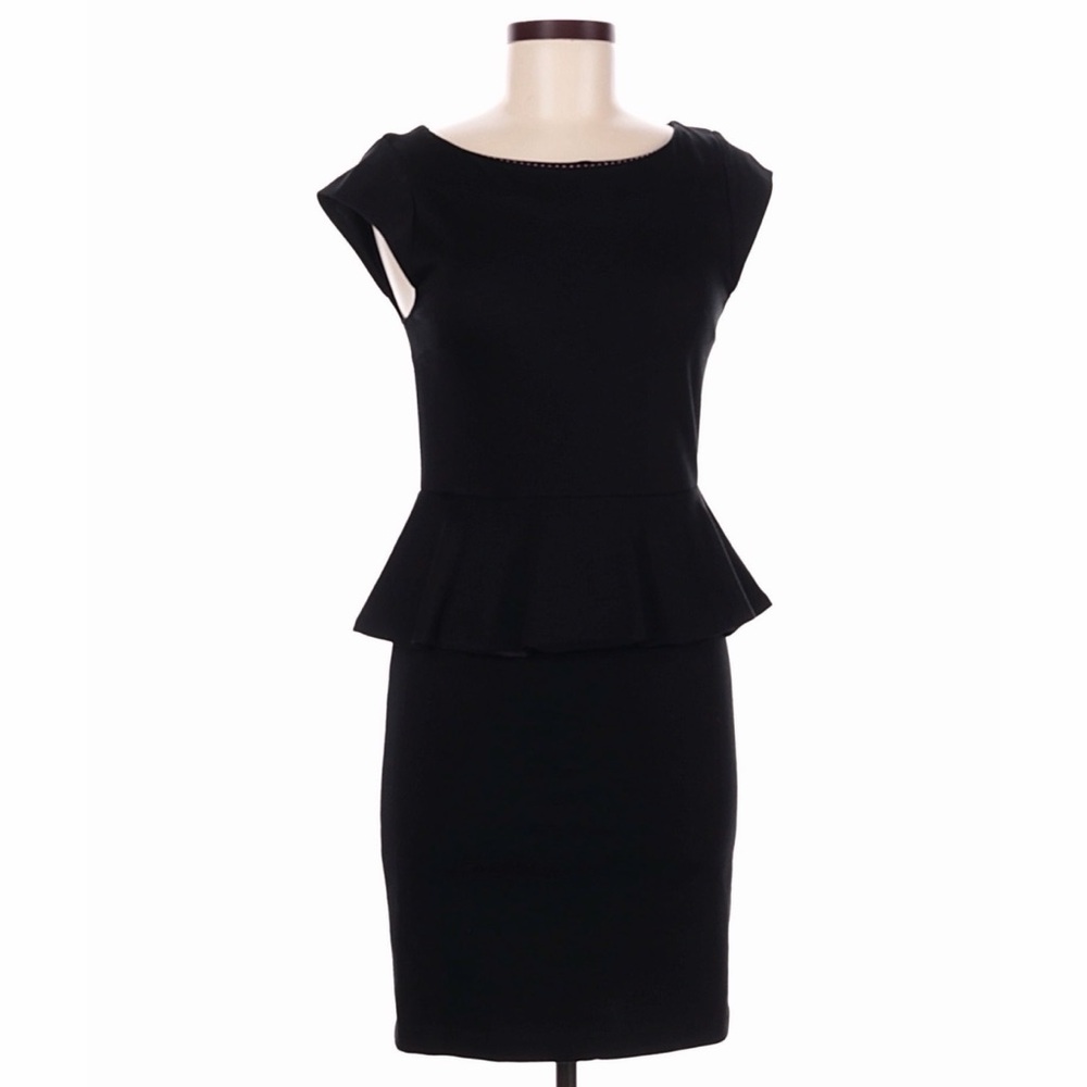 🖤 alice + olivia Black Peplum Sheath Dress Size 8 NWOT Work Cocktail